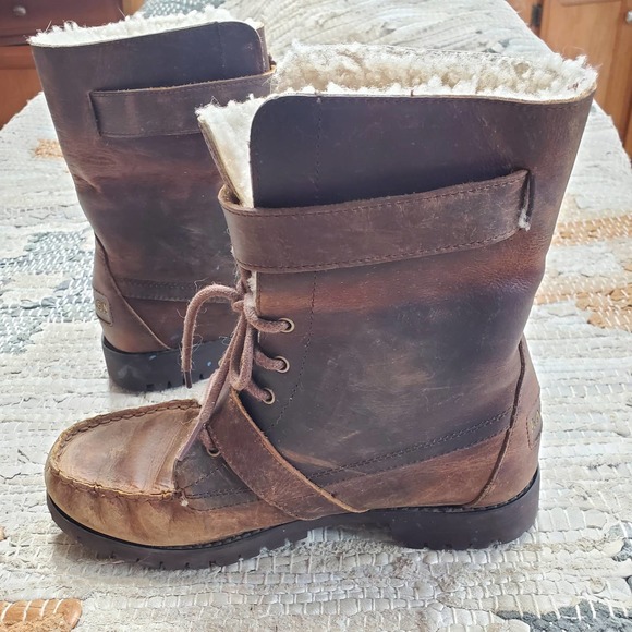 Lauren Ralph Lauren Major Moto Harness Lace Up Boot 7.5 - Picture 7 of 9